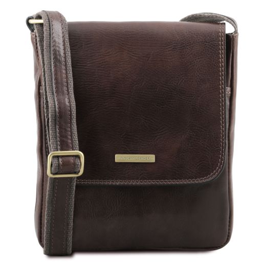 John - Leather crossbody bag for men with front zip